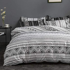 3PCS Boho Aztec Duvet Cover Set Soft Quilt Cover  Pillowcases Bohemian Striped