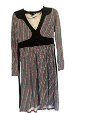 DRESS SIZE 10 VISCOSE A-LINE V-NECK SOFT LONG SLEEVE MIDI