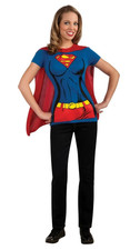 Rubie's Supergirl Women's M T-Shirt Top Detachable Cape DC Comics Costume NWT