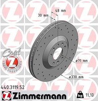 2X Zimmermann Bremsscheibe Vorderachse U.A. FüR CitroËN, Peugeot