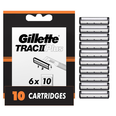 TRAC II plus Mens Razor Blade Refills, 10 Count, Delivers a Clean, Close Shave
