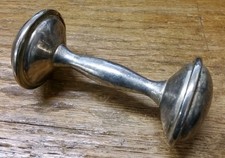 Beautiful Vintage Silver Plated Baby Rattle 4  Barbell Style Monogrammed Toys