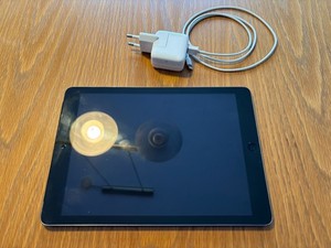iPad Air 1. Gen. (A1475) mit Ladegerät und Display-Schutzfolie