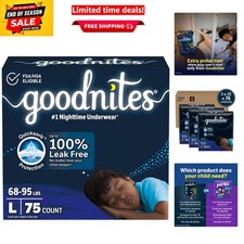 Large 75 Count Boys' Bedwetting Underwear, 68-95 lbs - Reliable Leak Protection