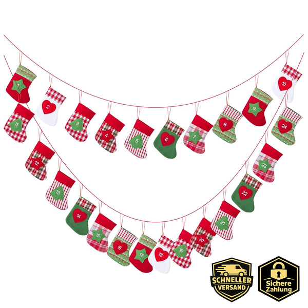 Adventskalender Zum BefüLlen Stoff SäCkchen 24 TüTen Selber AufhäNgen Geschenk-image