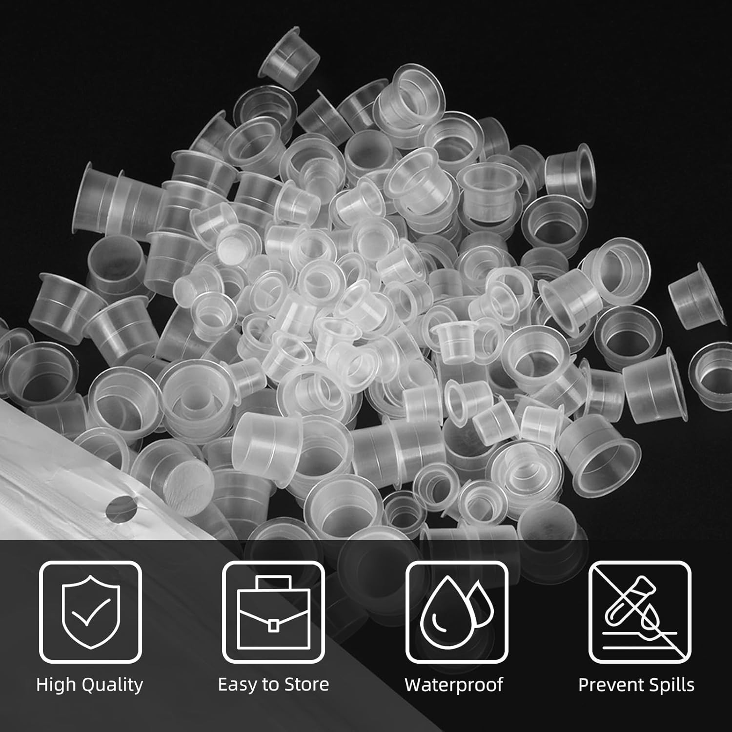 Tattoo Ink Caps, 300pcs Mixed Tattoo Ink Cups Small Medium Large Plastic Tatt...