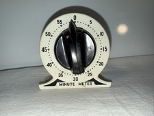 Art Deco Metal Kitchen Timer Minute Meter Whi...