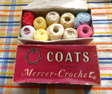 Vintage Coats Chain Mercer Crochet Threads In Box  / Lacy Cotton Sewing Crafts