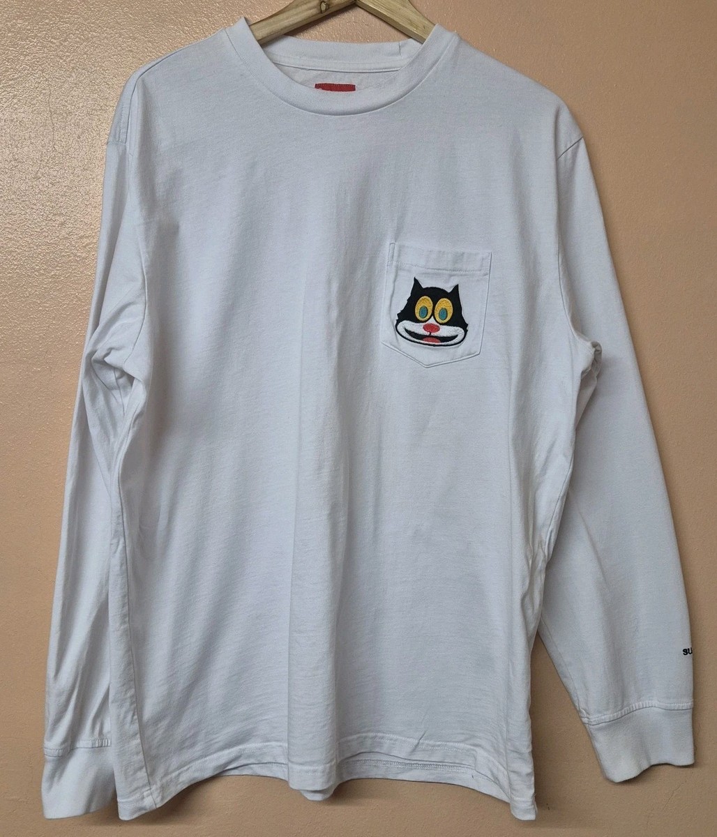 だsupreme cat long sleeve pocket tee supreme Cat L/S Pocket Tee Mｻｲｽﾞ（Supreme T Shirt White Long
