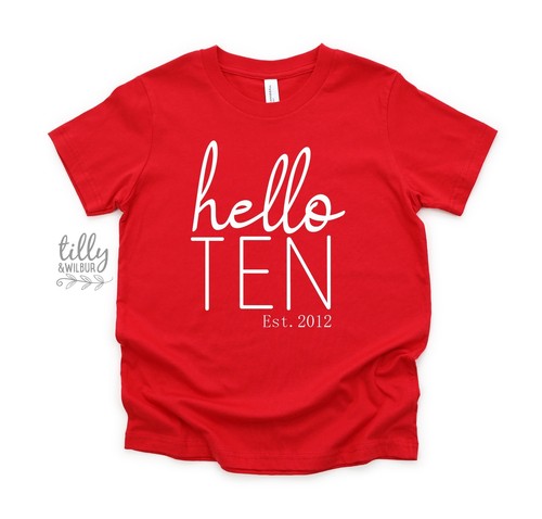 Hello Ten Birthday Shirt, 10th Birthday Outfit, Double Digits, Kids Tee Gift - Picture 12 of 13
