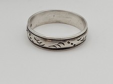 925 Sterling Silver Embossed Design 6 3/4 Band Ring 925 TMA Thailand