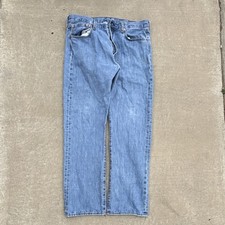 Vintage Levi's Men's Light Wash Blue Denim Straight Jeans Button