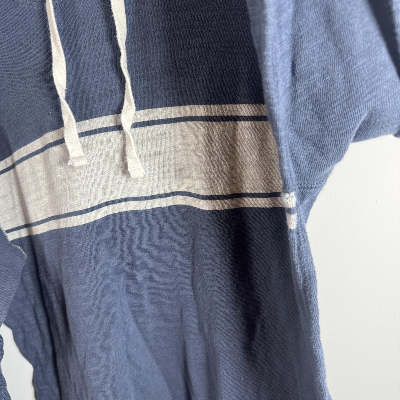 Faherty Hoodie Mens Large Blue Organic Cotton Stripe Pullover Lightweight