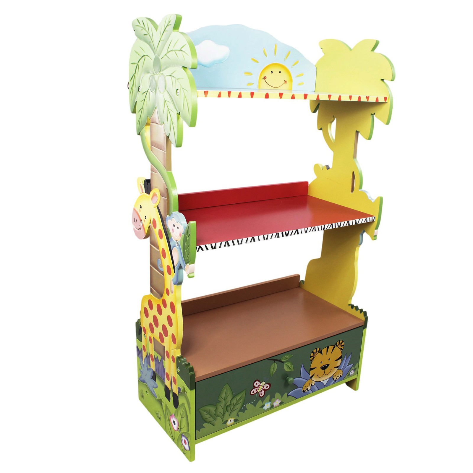 Fantasy Fields Sunny Safari Kids 3-Tier Bookshelf & Drawer, 