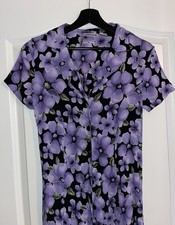 Fashion Bug Damenkleid Lang Lila Blumen Gr. 36/38 Vintage