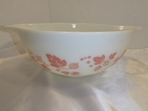 Pyrex Rosa Weiß Amish Stachelbeere Druck Aschenputtel Rührschüssel 443 2,5 QT