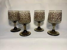 4 Vintage Libby Glass Prado Wine Glasses Smok...