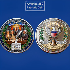 America 250 Patriotic Challenge Coin 1776-2026 Semiquincentennial Collectible America 250 Patriotic Challenge Coin 1776-2026 Semiquincentennial Collectible