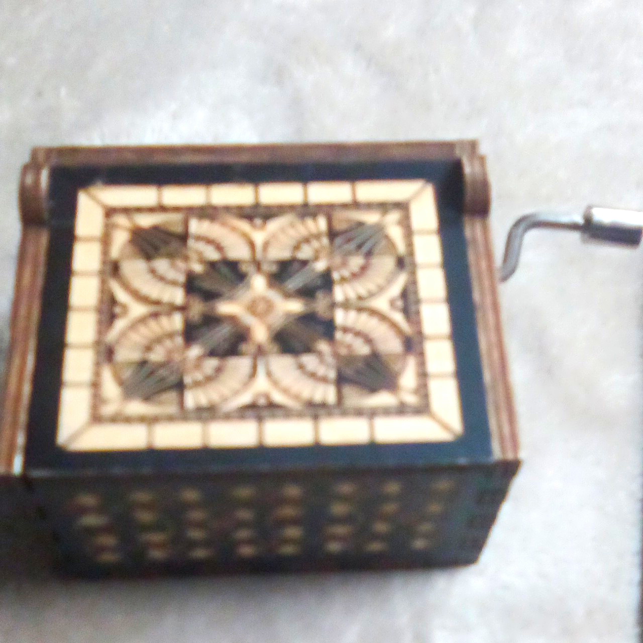 Wooden Hand Crank Music Box in Wooden Box with 