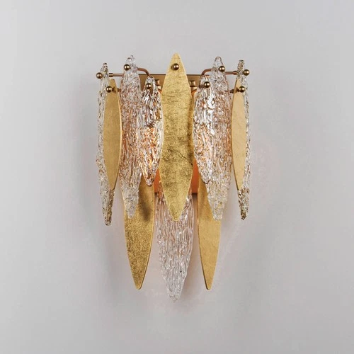 Maxim Majestic 17 1/2" High Gold Leaf and Glass Wall Sconce - Picture 1 of 5