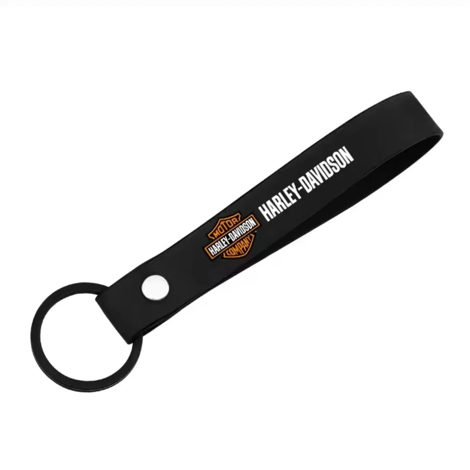 Black Harley Davidson 2 Motorcycle Wheel Tyre Air Valve Caps & Suede Keychain - Image 3 of 4