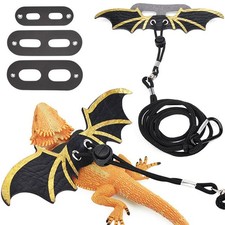Bearded Dragon Leashes and Harness Soft Leather Detachable Reptile Lizard Wing