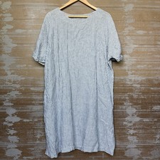 Not Perfect Linen 100% Linen Stripe Tunic Dress Laggen Look Minimalist Womens OS