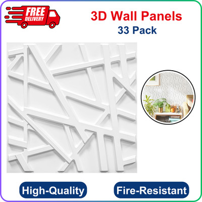 33 Pack White 3D Wall Panels 12''x12'' Decorative PVC Tiles, Accent Textured