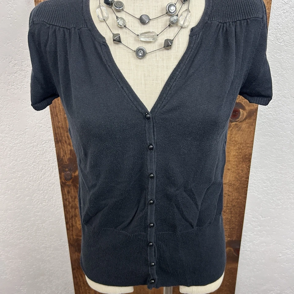 Cárdigan Y2K East 5th Mujer M Negro Manga Corta Corpcore Oficina Bella Swan Foto 2 de 4