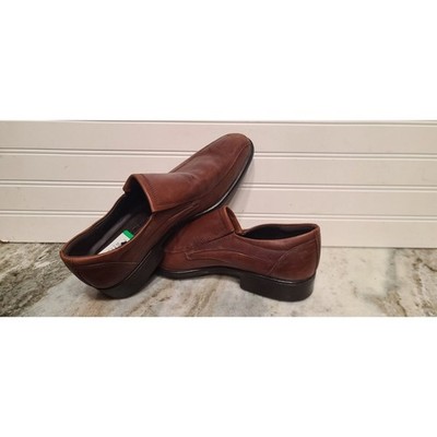 Ecco Tray Tech Mens City Tray Slip-On Brown Leather Loafer Size 42 NEW
