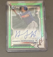 Bowman 2021 Mega Box Mojo Heriberto Hernandez Green Refractor Auto /99 Rangers