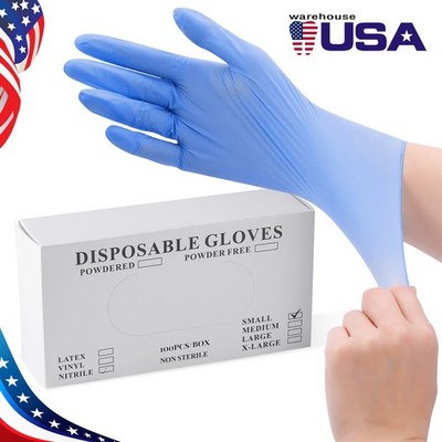 Medical Nitrile Exam Gloves Blue Powder-Free Food-Safe Disposable Glove S/M/L/XL