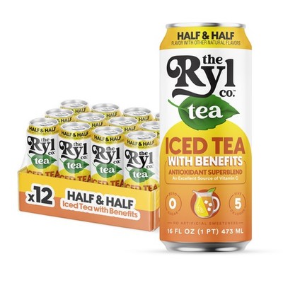 Ryl Iced Tea, Half & Half  Zero Sugar, Antioxidant Superblend, 5 Calories, Lo...
