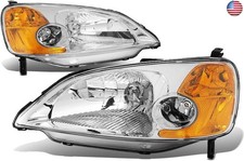 DNA MOTORING Pair Headlight Assembly Compatible With 01-03 Honda Civic