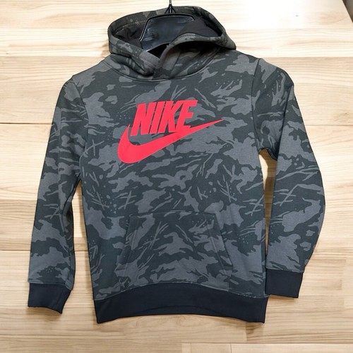 Nike Youth Boys Fleece Hoodie Gray Camo Size 7 YRS New - Picture 3 of 5