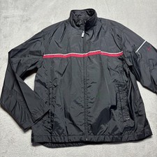 Vintage Nike Windbreaker Jacket Womens Large 12-14 Swoosh Black Nylon Full Zip