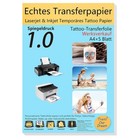 A4 Tattoo Papier Transparent 5 Blatt Inkjet Laser Drucker Transferfolie