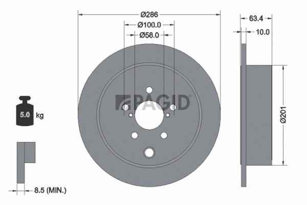 2X Bremsscheibe Pagid 55000N FüR Toyota GT 86 ZN6AC_ ZN6BC_ ZN6K Outback BR 5 GR-image
