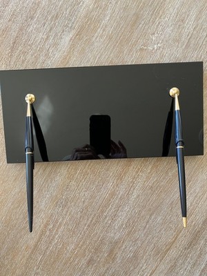 VINTAGE PARKER PEN EXEC. DESK SET/6 lbs./JET BLACK CRYSTAL