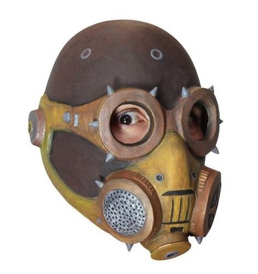 Gesichtsmaske Steampunk rostfarben Gasmaske Double Vent mit Schutzbrille