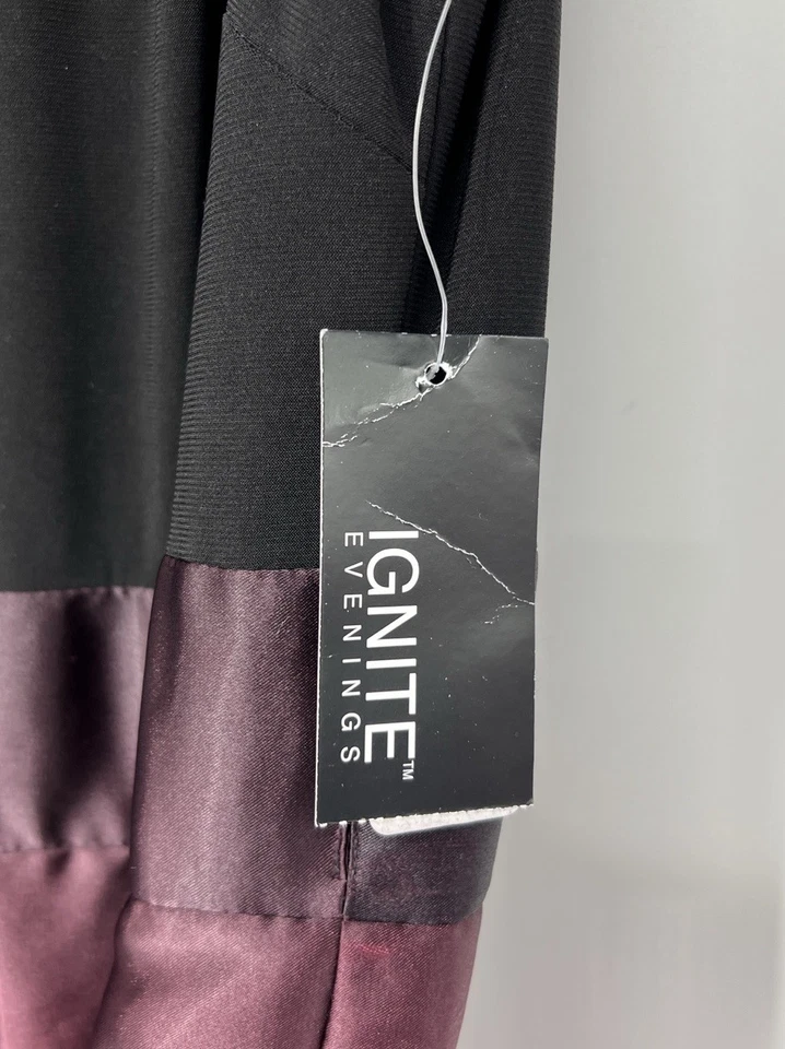 Ignite evenings NWT gown women’s Size 10 petite Burgundy Black Sleeveless - Image 3 of 4