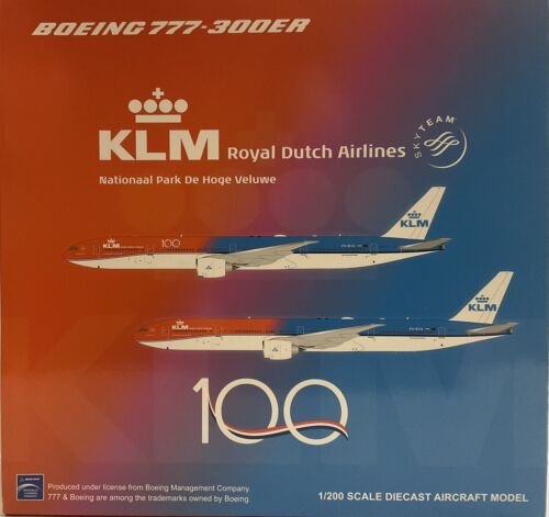 JC Wings 1:200 BOEING  777-300ER KLM ORANGE PRIDE 100 YEARS  FLAPS DOWN PH-BVA - Picture 1 of 10