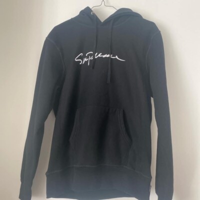 Supreme Classic Script Hooded Sweatshirt Black Medium FW/18 | eBay