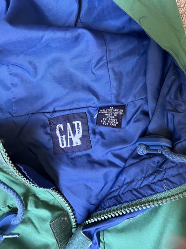 Vintage GAP Green Blue Nylon Anorak Pullover Hooded Jacket Men’s Size Medium - Picture 4 of 7