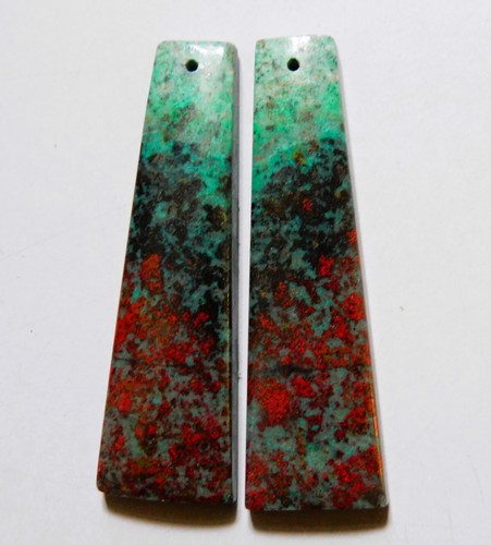 61 Cts Natural Sonora Sunrise Chrysocolla Drilled Cabochon Match Pair Gemstone - Photo 1 sur 3