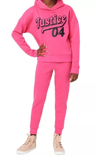 Justice Girls Fleece Joggers Pink Elastic Waistband Drawstring Logo Size 10 New - Picture 5 of 12