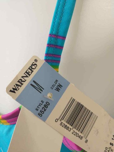 Camisola Warner's azul Pacífico con detalles coloridos para mujer talla M nueva con etiquetas - Imagen 2 de 4