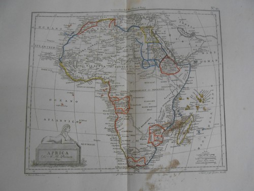 1847 COPPER ENGRAVING MAP OF AFRICA EDITED IN NAPLES ITALY ENGRAVER G.BARTOLI - Picture 3 of 7