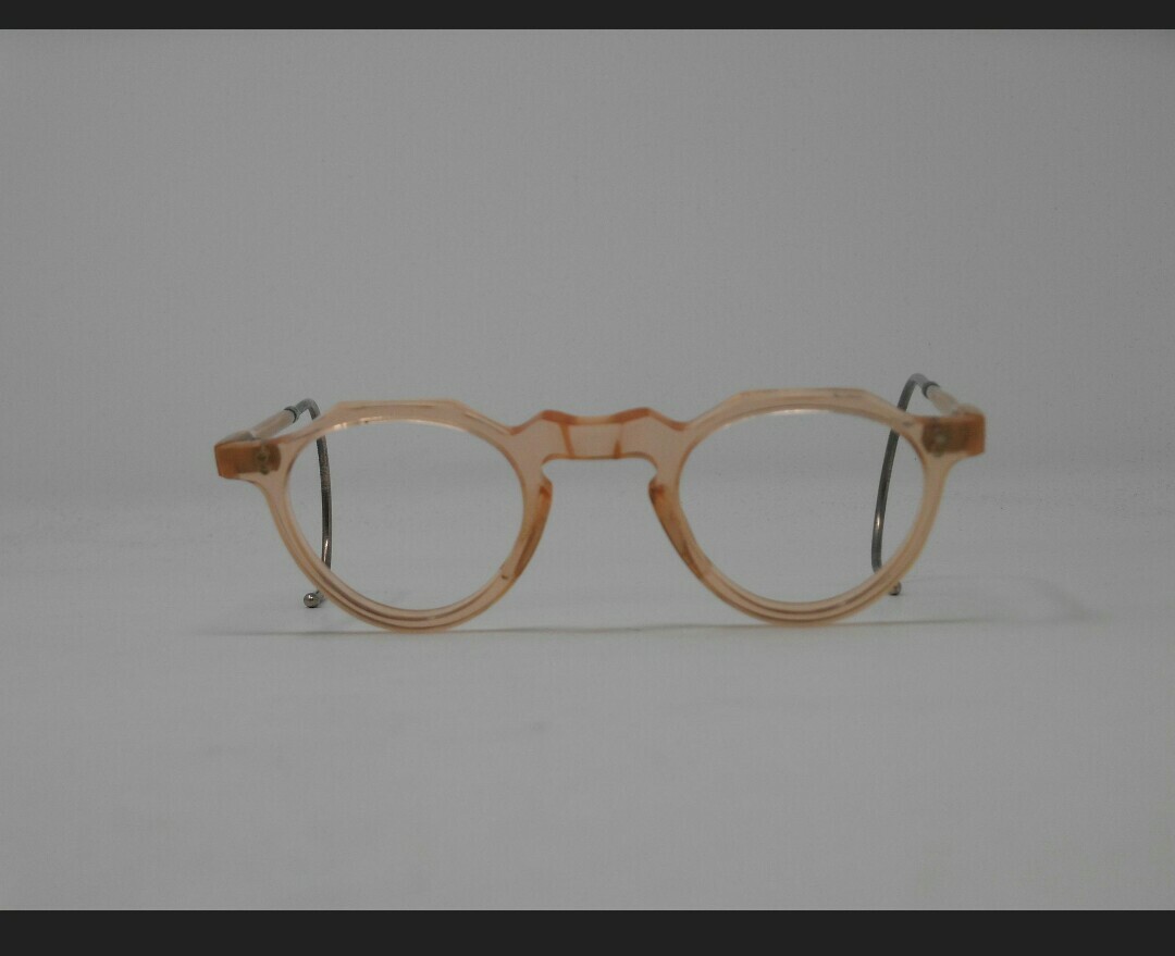 Vintage Crown Panto 1950 French Eye Glasses Crystal peach pink