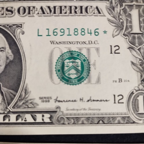 Lot Of 3 Series 1999 $1 Consecutive # Federal Reserve Star Notes. - Picture 4 of 9